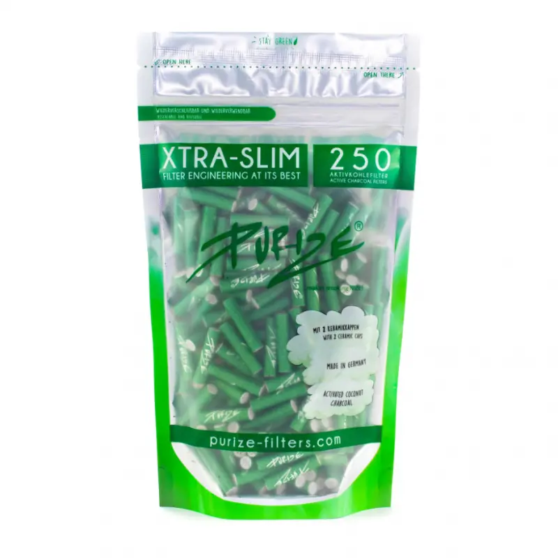 Filtry z węglem aktywnym Purize XTRA Slim Green 6 mm / 250 szt.