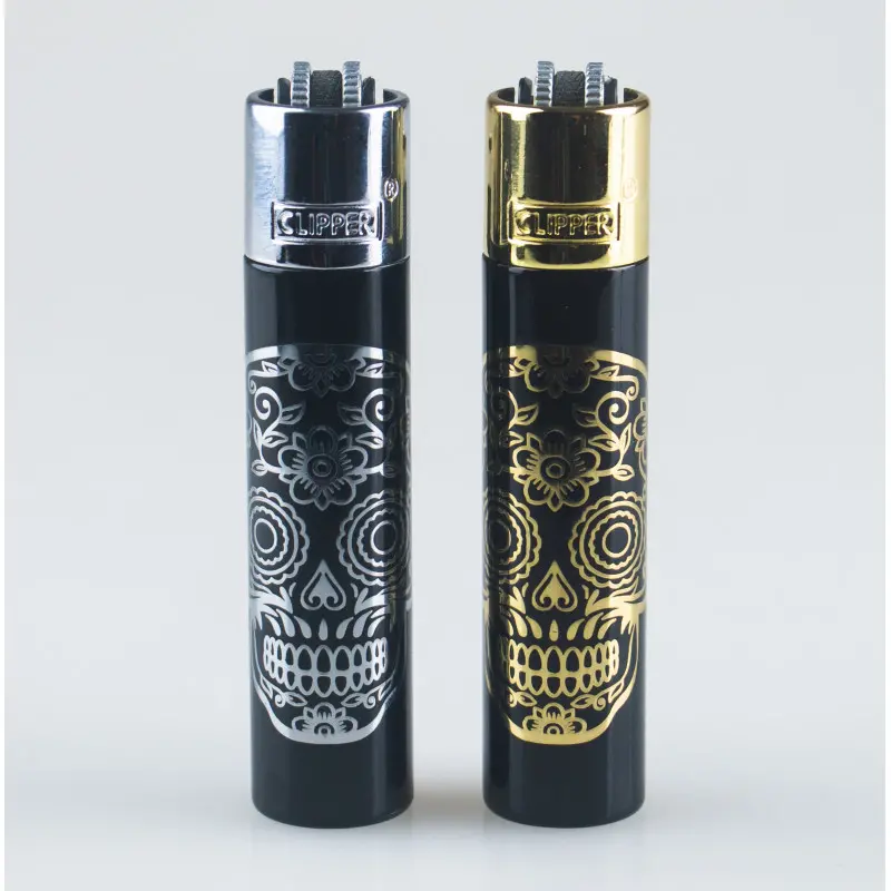 Metalowa Zapalniczka Clipper - Gold & Silver Mexican Skulls