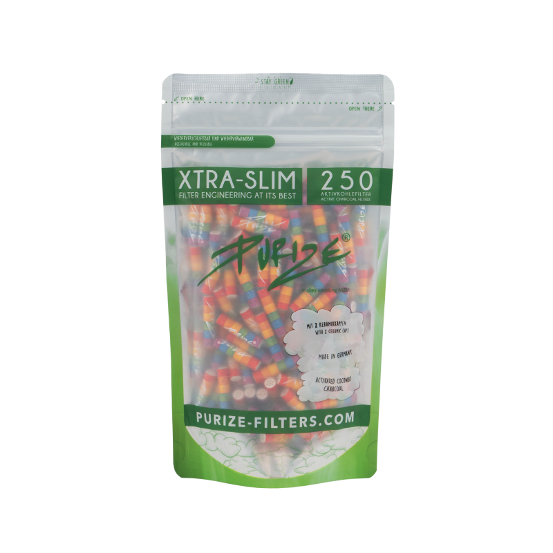 Filtry z węglem aktywnym Purize XTRA Slim Rainbow 6 mm / 250 szt.