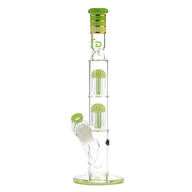 Bongo Grace Glass Golden Line Green Double Barrel 41 cm / 5 mm