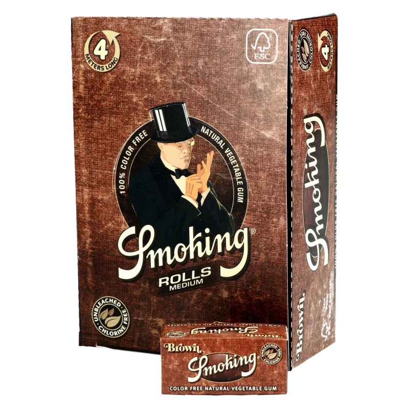 BOX - 24 x Bibułka Smoking Rolls Brown - 4m