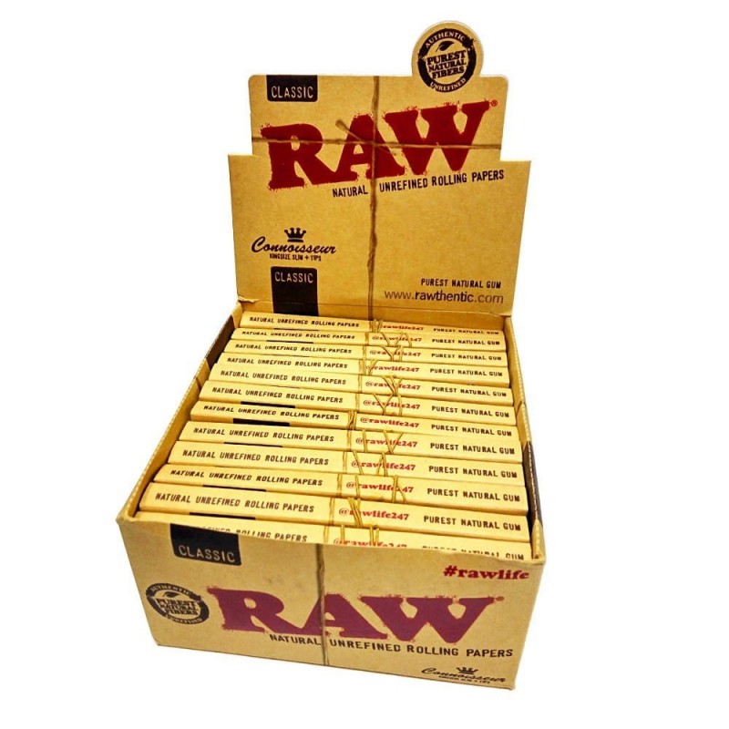 Bibułka RAW CONNOISSEUR KS slim + Tips BOX 24 szt.