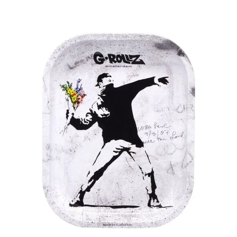 Tacka metalowa Banksy Flower Thrower Alt 14 x 18cm