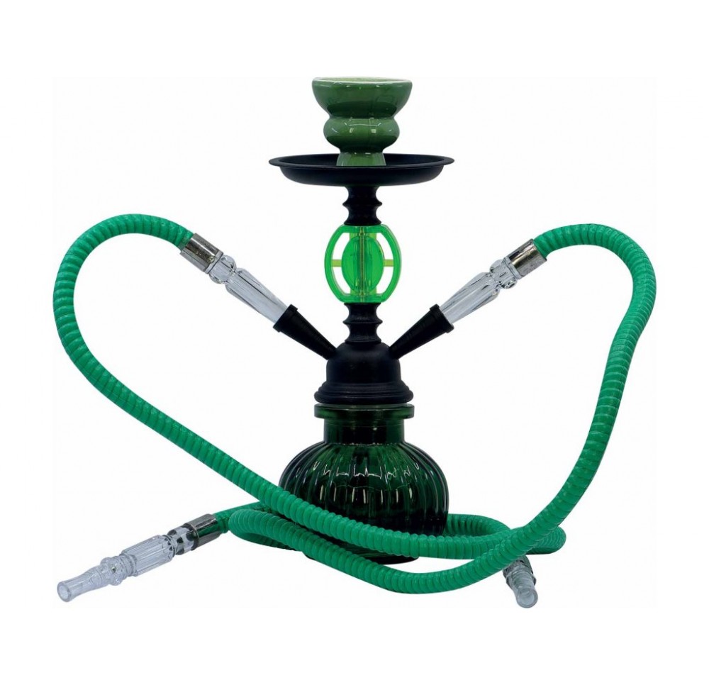 Fajka wodna Shisha 2-wężowa MiniPenelope 28 cm zielona