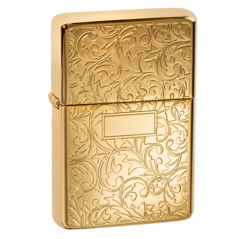 Tasman BRASS Floral Gold Lighter