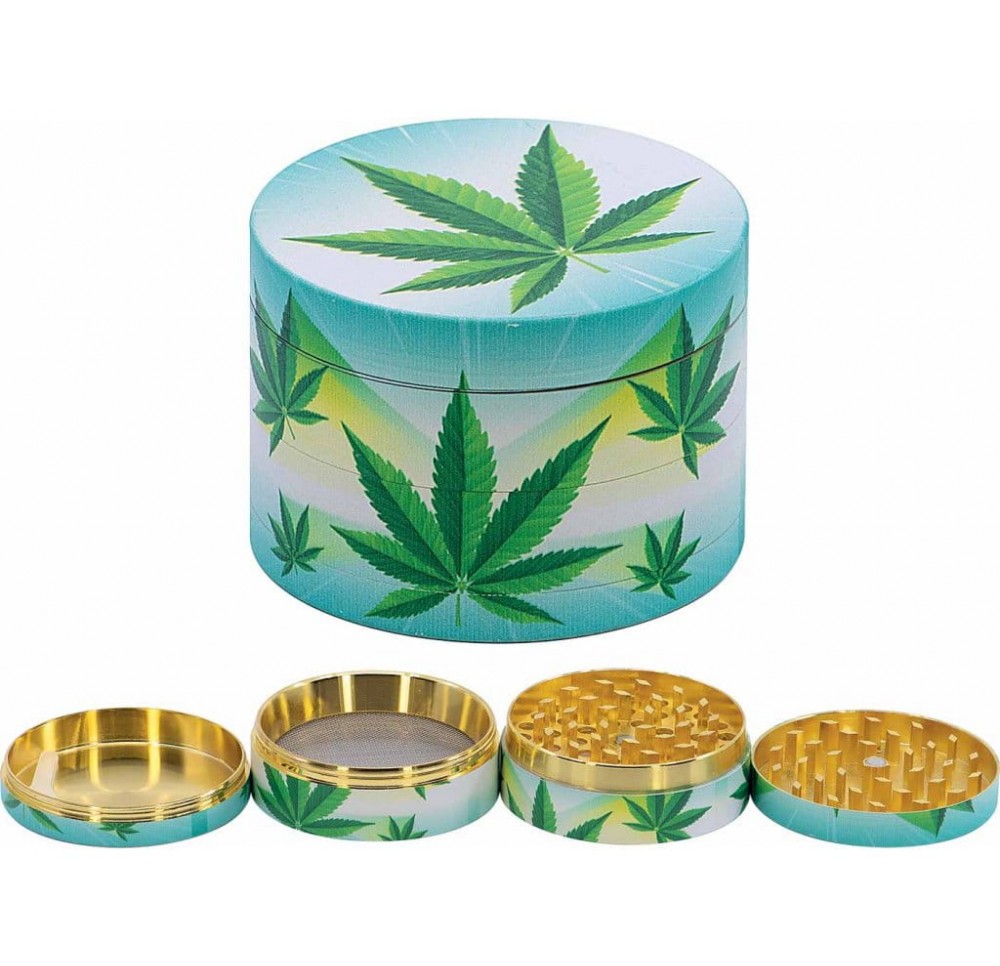 Ganja Leaf Metal Grinder 4-Part 6 cm