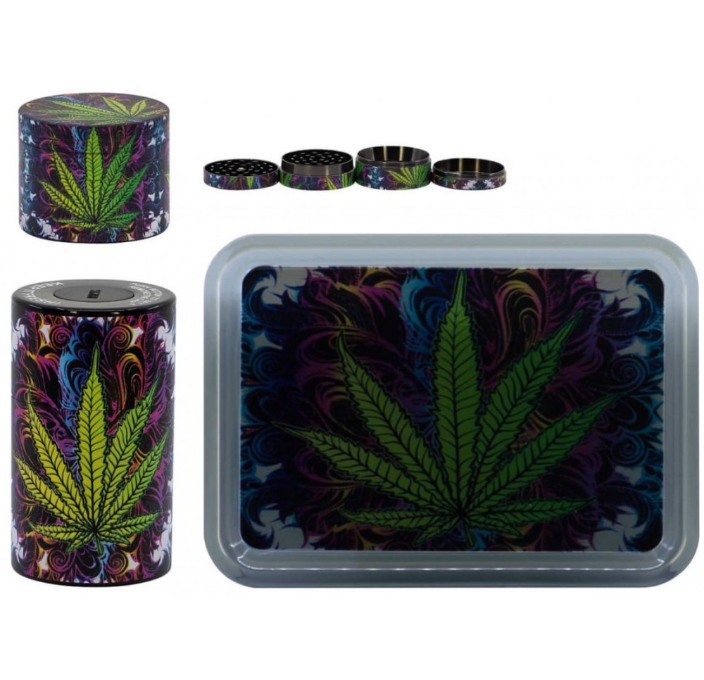 Set: Grinder, Tray 18x12.5 cm, Stash Box