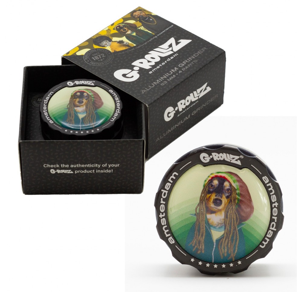 Młynek Metalowy G-Rollz Pets Rock Reggae 4-części 53mm - Grinder do suszu