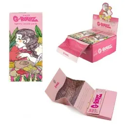 G-Rollz Mushroom Lady Pink King Size Slim Rolling Papers with Filters and Tray
