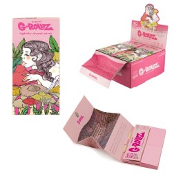 G-Rollz Mushroom Lady Pink King Size Slim Rolling Papers with Filters and Tray