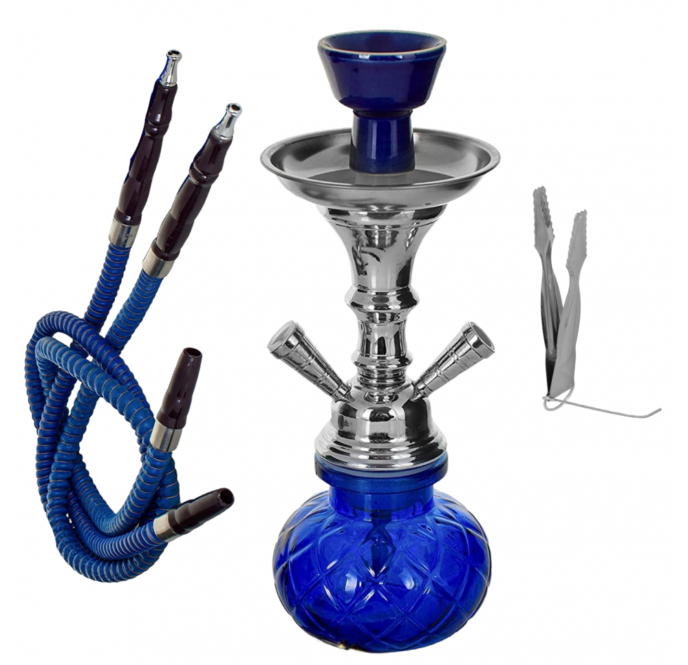 Fajka wodna / Shisha 1-wężowa niebieska - BLUE 28cm