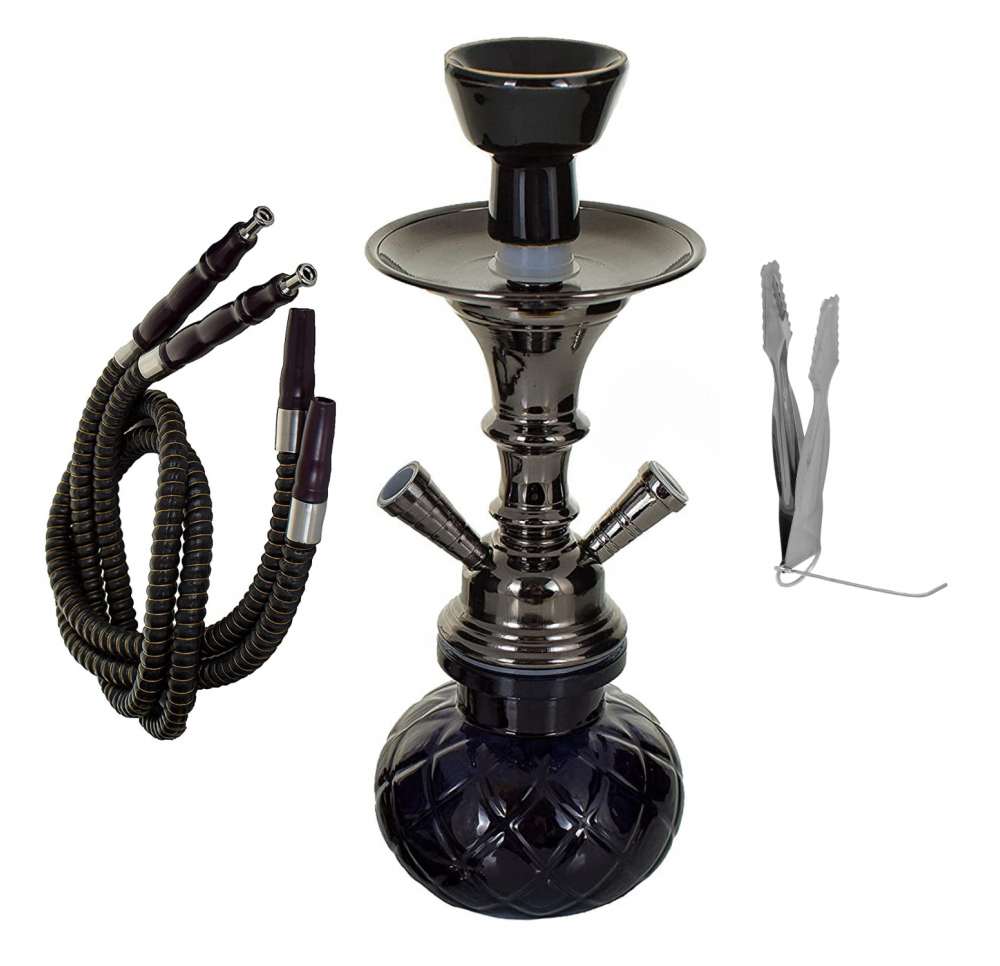 BLACK 28cm Dual-Hose Water Pipe / Shisha