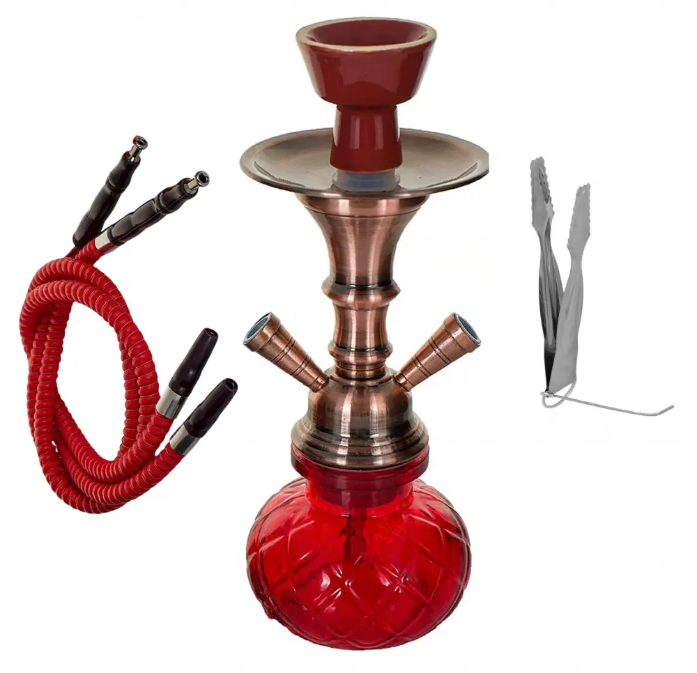 RED 28cm Dual-Hose Water Pipe / Shisha