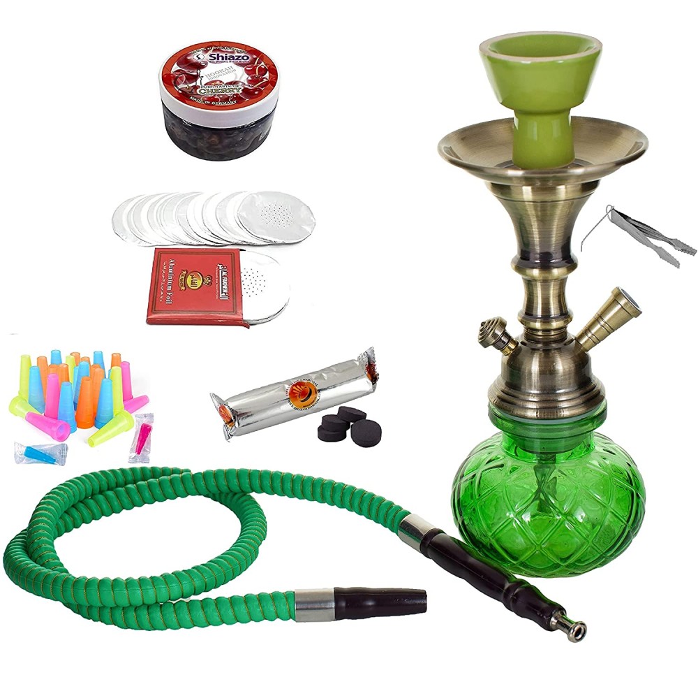 GREEN 28cm Single-Hose Water Pipe Set / Shisha