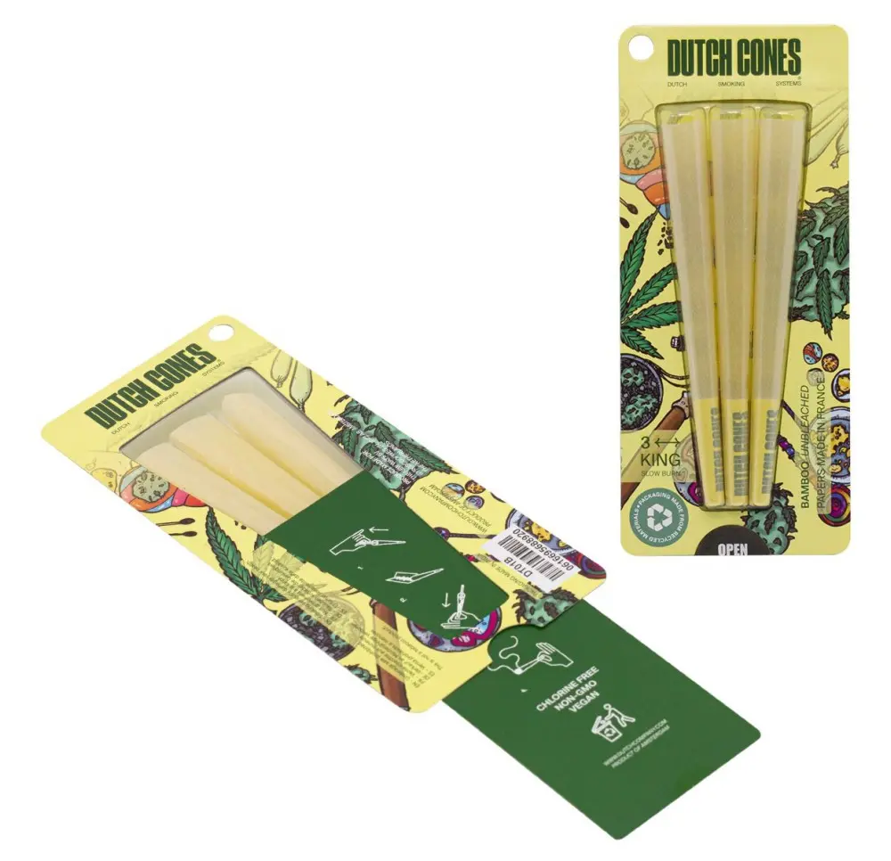 Bibułki skręcone Dutch Cones King Size Bamboo 3 sztuki