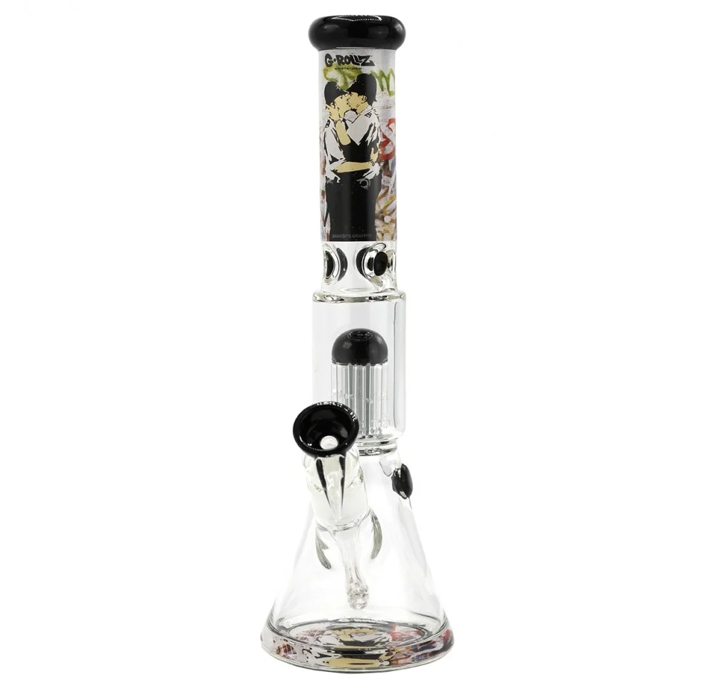 G-Rollz Banksy's Graffiti Cop on Cop Glass Bong 50 cm