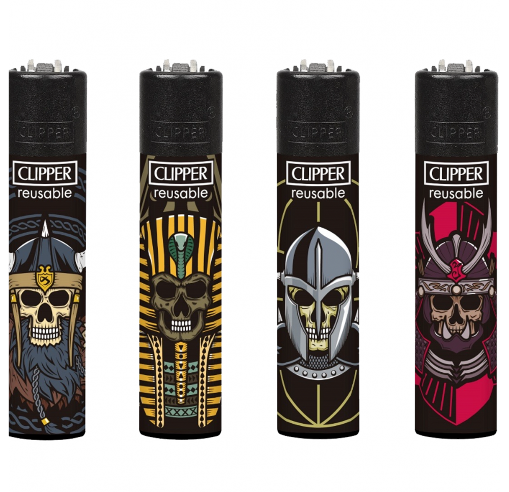 Clipper Flint Lighter - Ancient Skulls