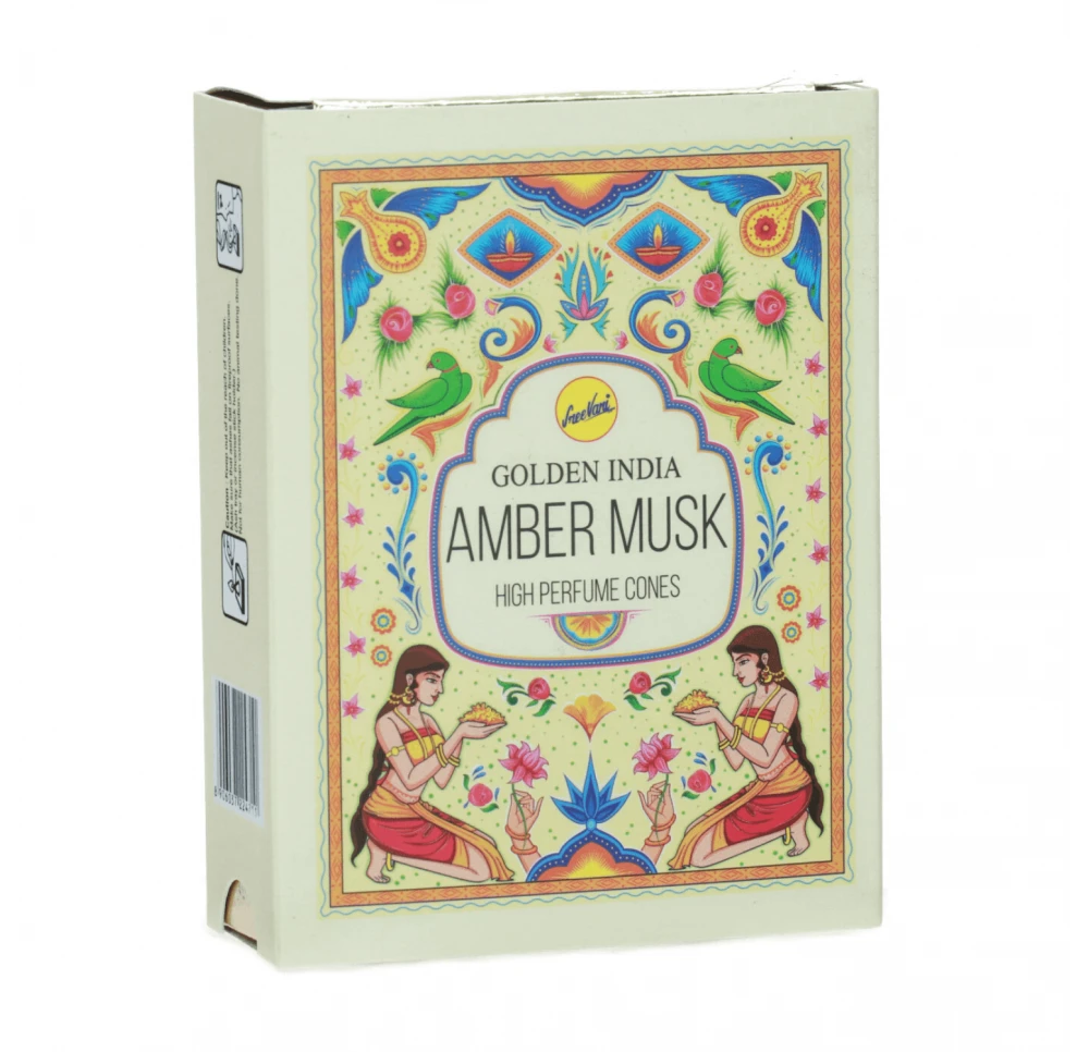 Golden India Cone Incense 10 Pieces - Amber Musk