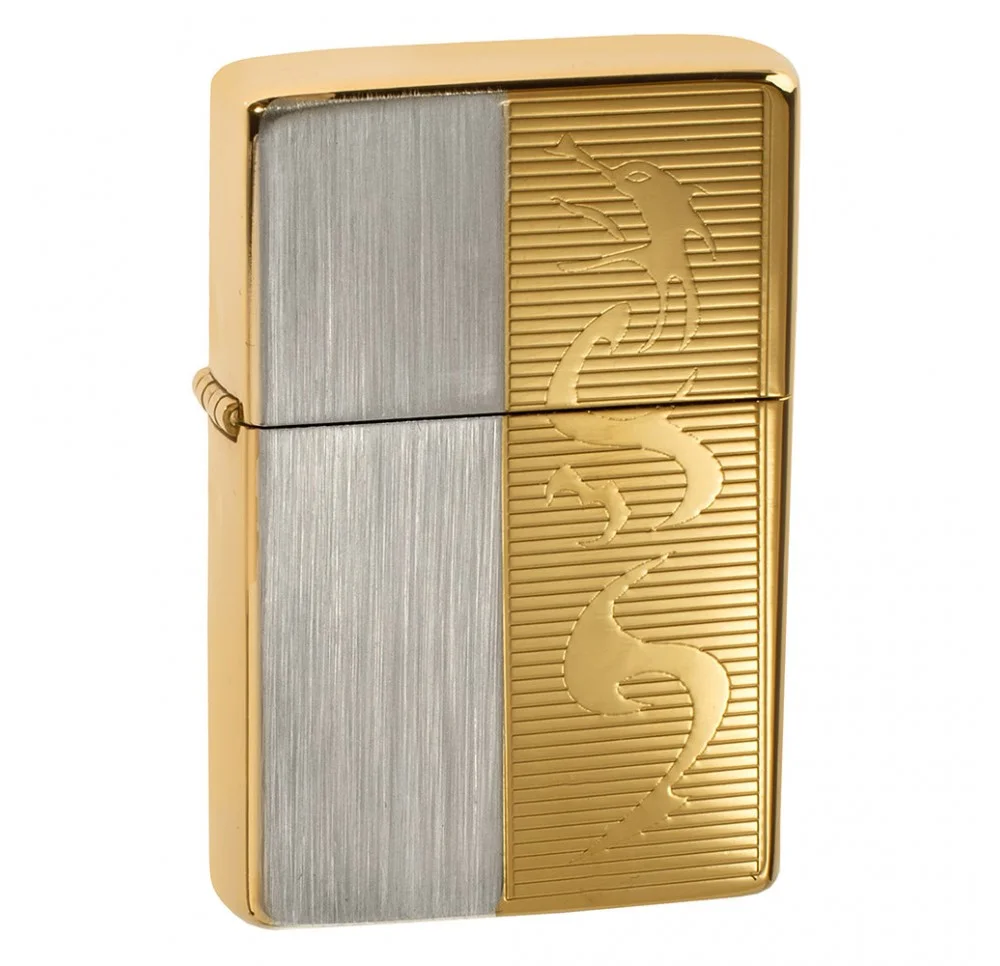 Tasman BRASS Dragon Gold Lighter