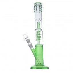Bongo Szklane Zielona Spirala z podwójną filtracją 40 cm / 18,8 mm