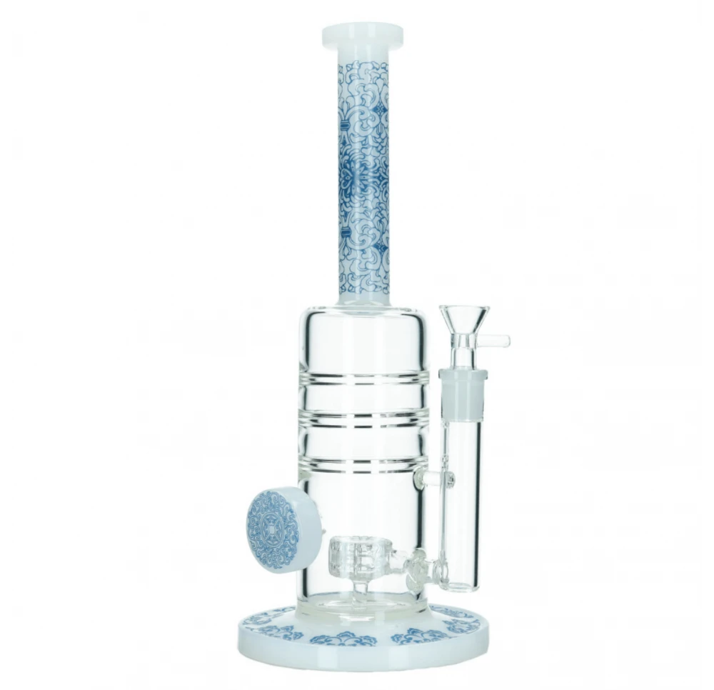 White Blue Mosaic Glass Bong 31 cm / 5 mm