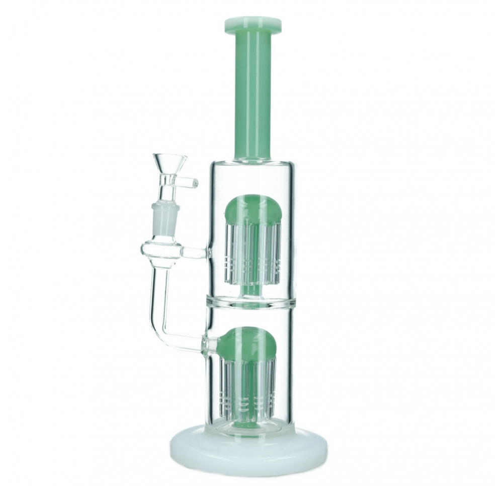 Double Green Glass Bong 31 cm / 5 mm