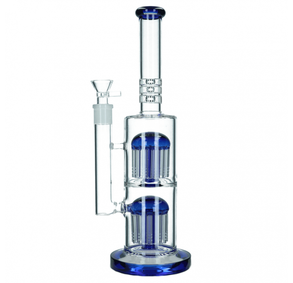 Double Tower Glass Bong 31 cm / 5 mm - Blue