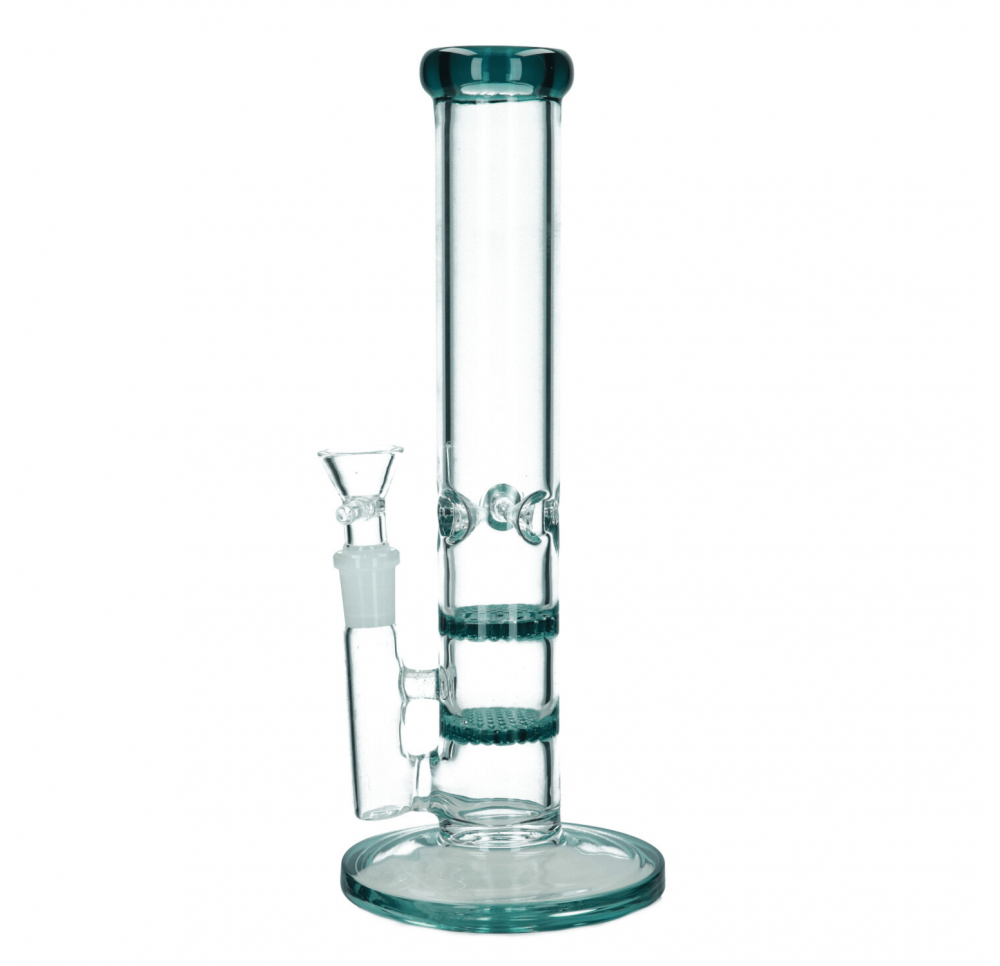 Double Percolator Glass Bong 26 cm / 5 mm - Sea Blue