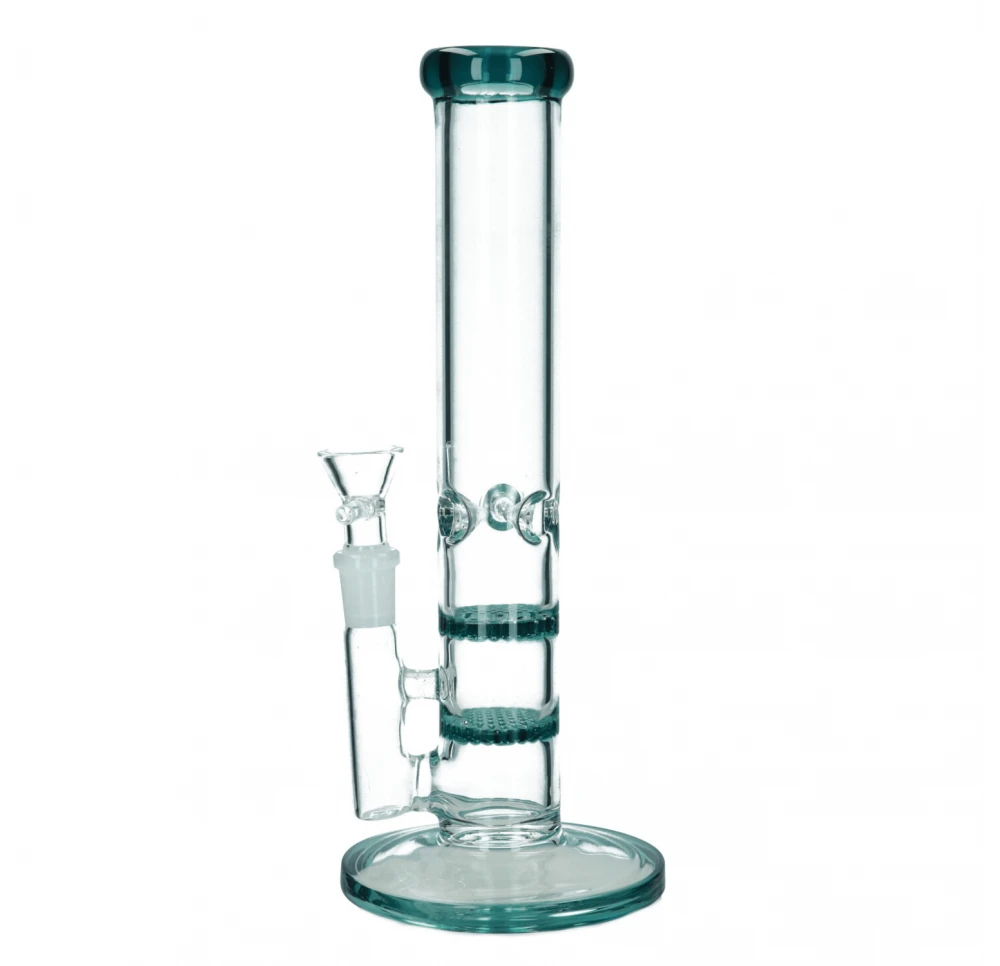 Double Percolator Glass Bong 26 cm / 5 mm - Sea Blue