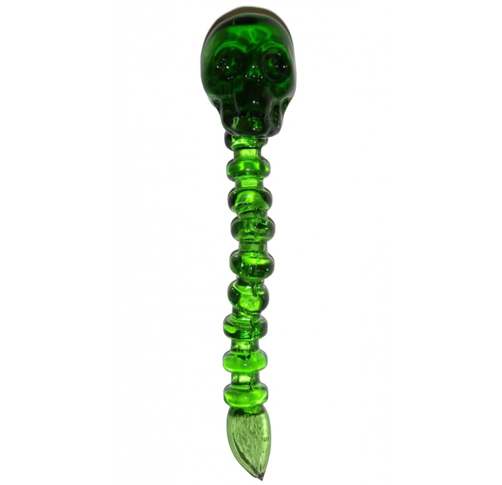 Dabber Szklany "Zielona Czaszka" CLOVER SKULL do Olejku 12 cm