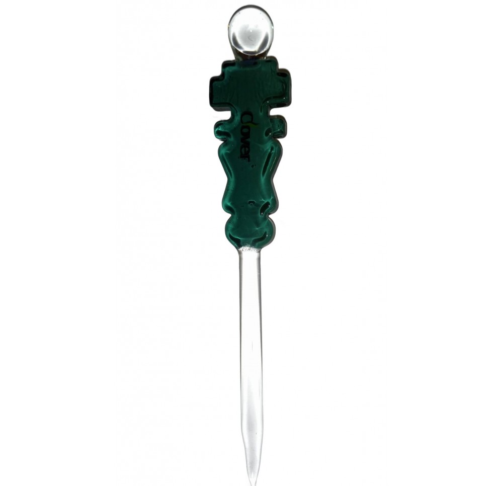 Glass Dabber Green CLOVER MINE CRAFT for Oil - 15 cm