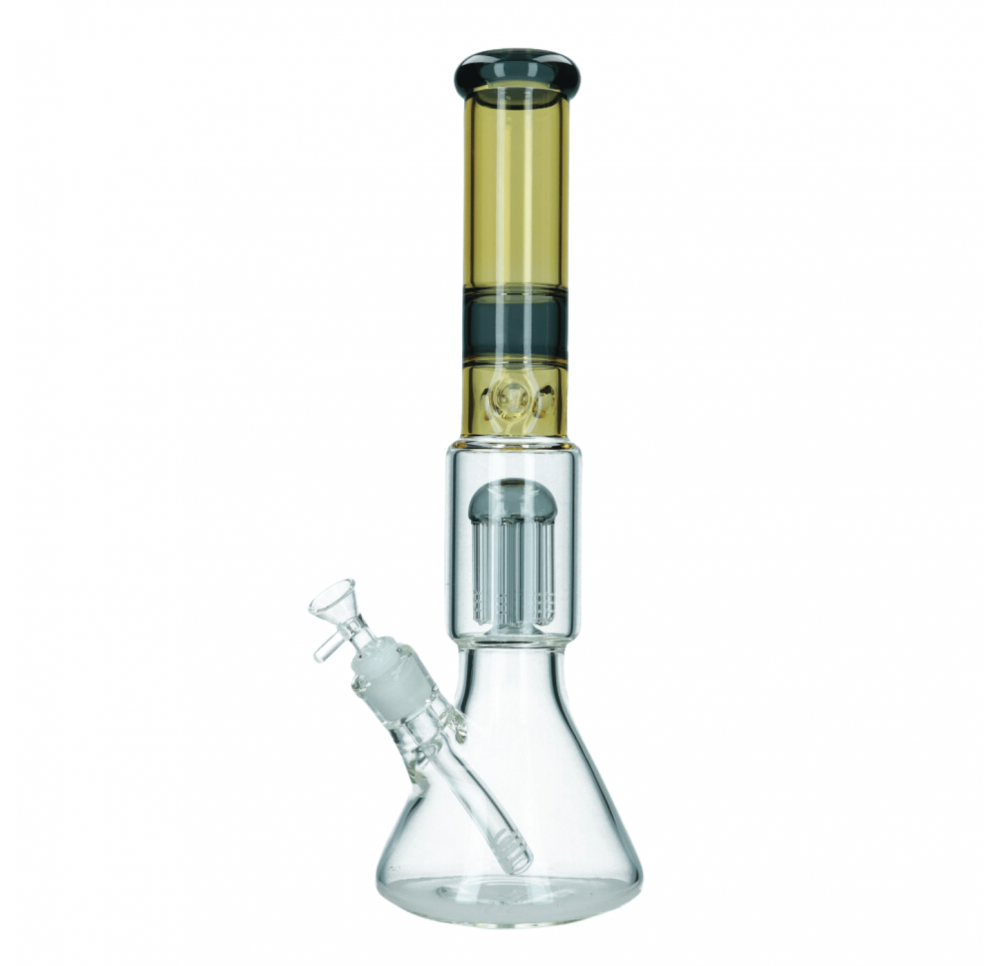 Single Shooter Glass Bong 40 cm / 5 mm - Gold-Black