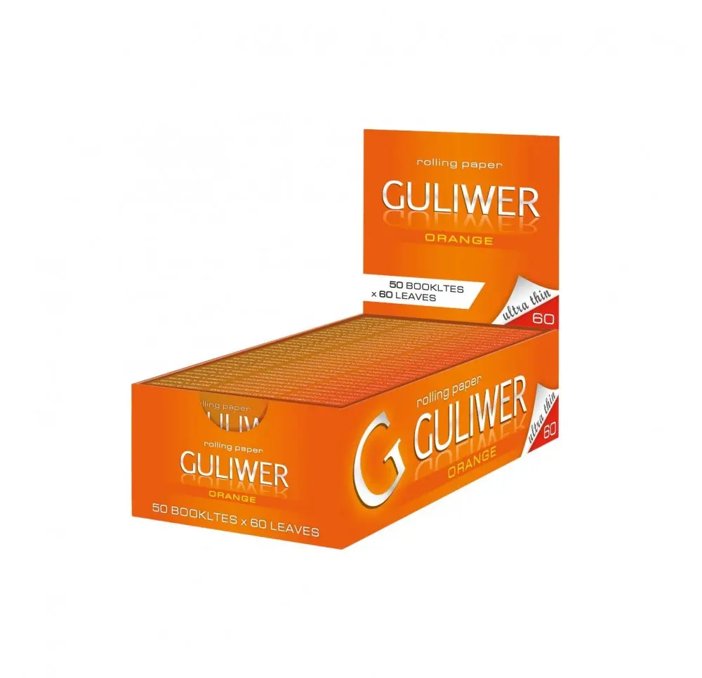 BOX - 50 x Guliwer Orange Rolling Papers 70x36 mm - 60 pcs