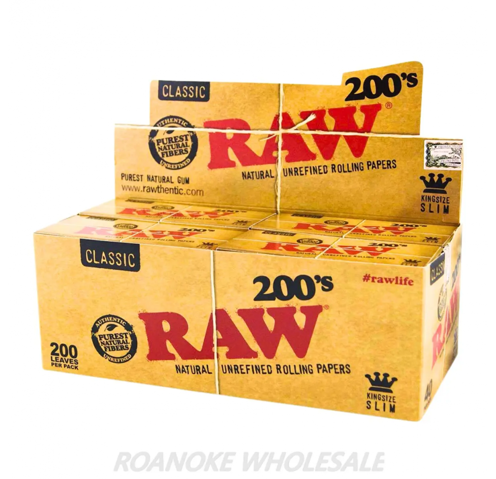 BOX - 40 x RAW 200's King Size Slim Rolling Papers