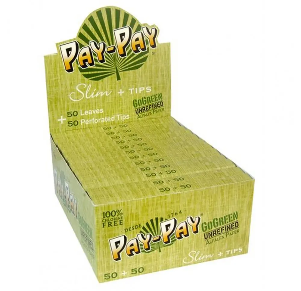 BOX - 24 x Bibułki Pay-Pay GoGreen King Size Slim + Filterki