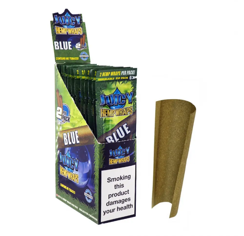 BOX - 25 x Bibułka Blunt Juicy Hemp Wraps Blue 2 szt.