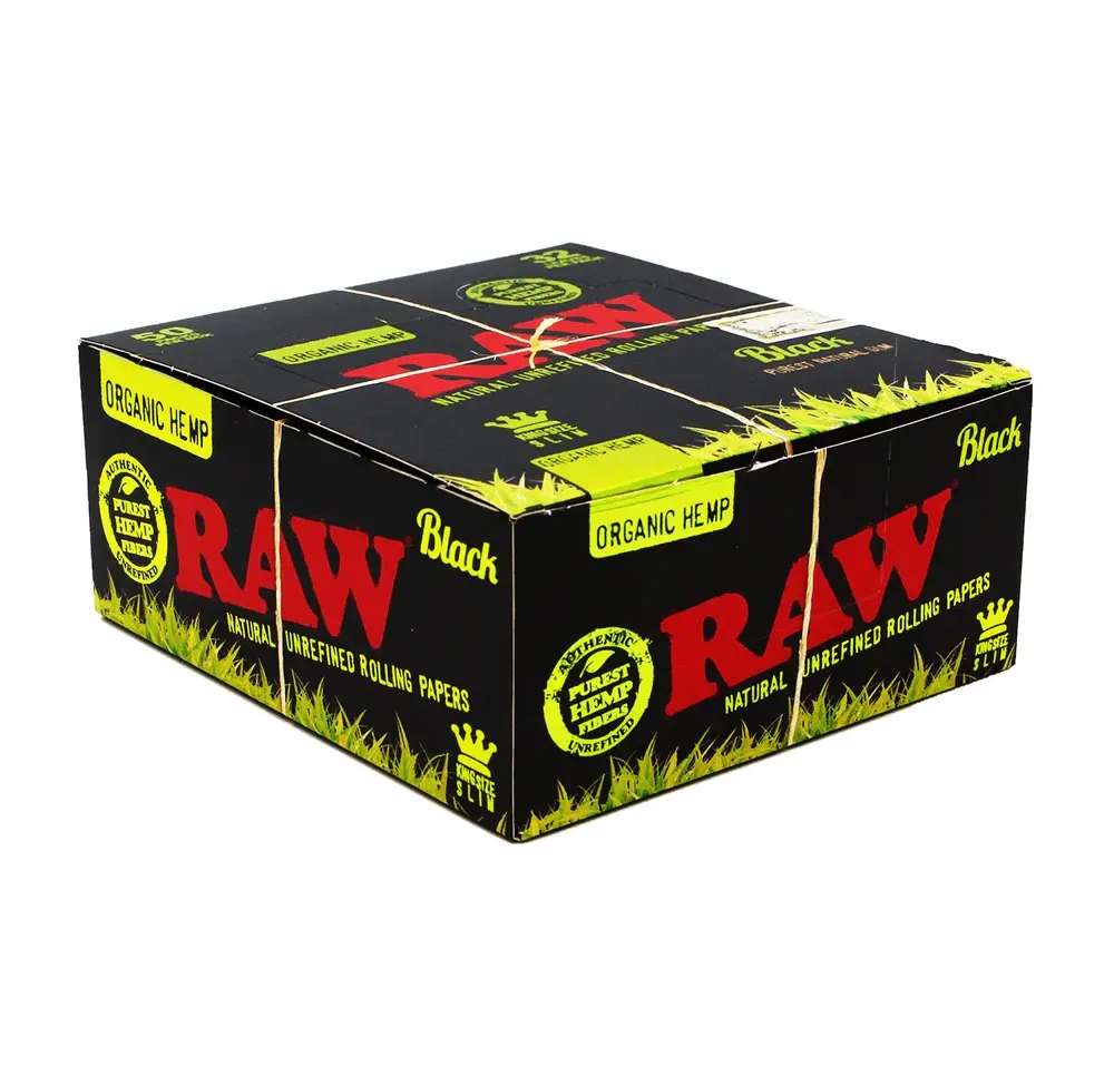 BOX - 50 x Bibułki RAW Black Organic King Size Slim