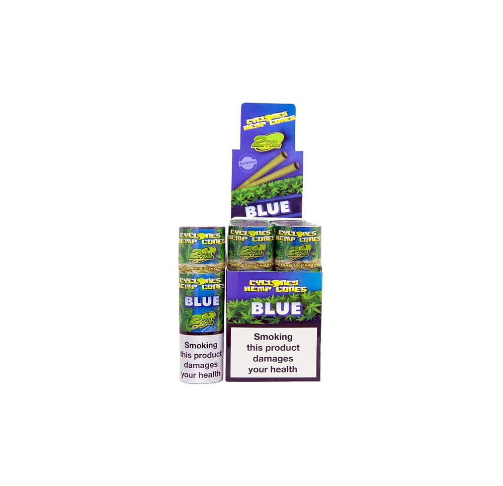 BOX - 12 x Blunty Cyclones Hemp Double Wraps Blue - 2 sztuki