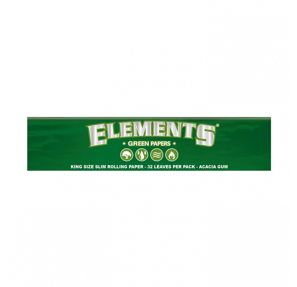 Bibułki Elements GREEN King Size Slim