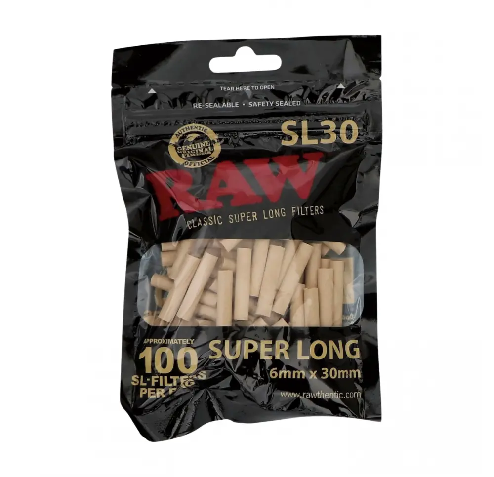 Filterki RAW Super Long Black 6 x 30mm 100sztuk