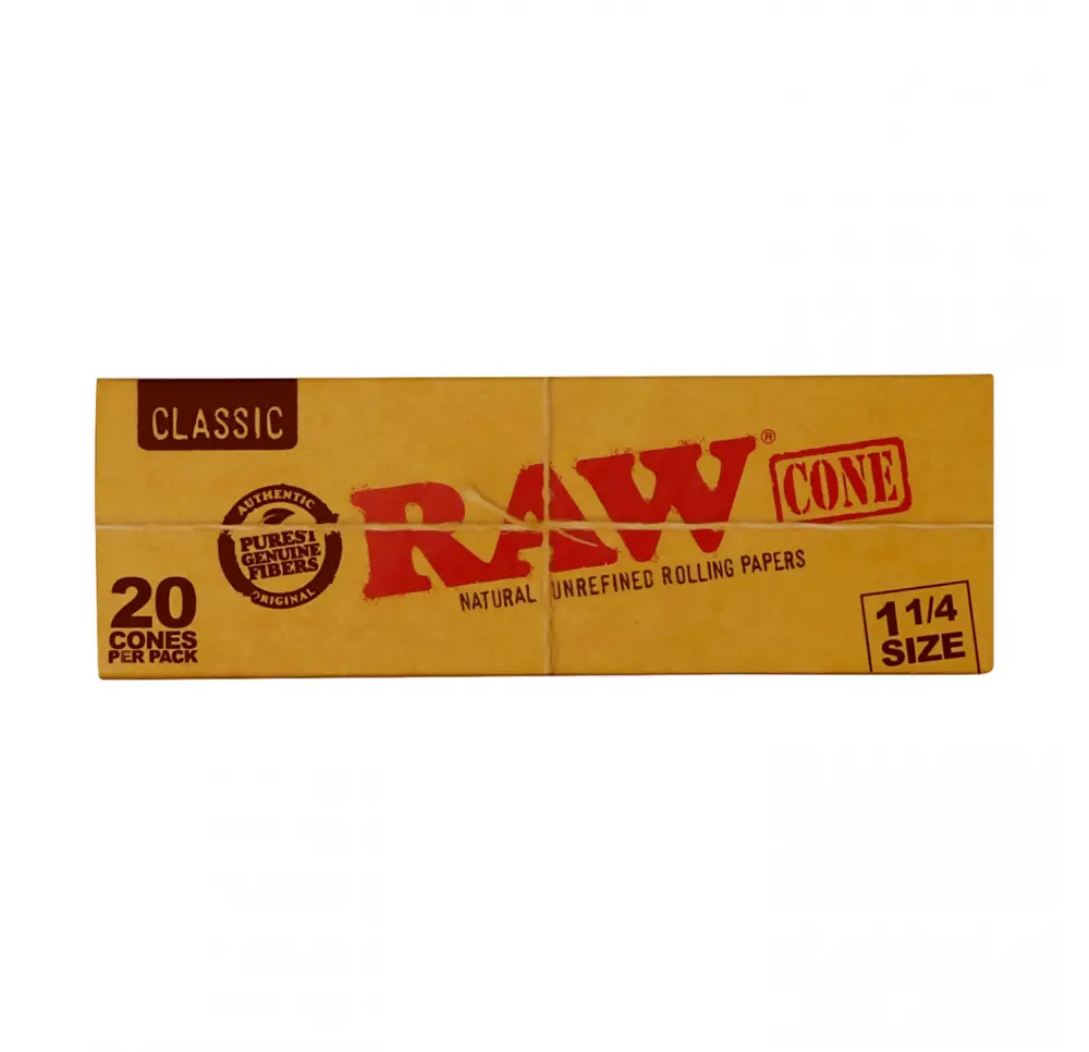 Stożki skręcone bibułki RAW 1 1/4 z filtrami 20szt