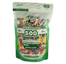 Filtry z Aktywnym Węglem Purize Multicolor Xtra Slim 500 sztuk