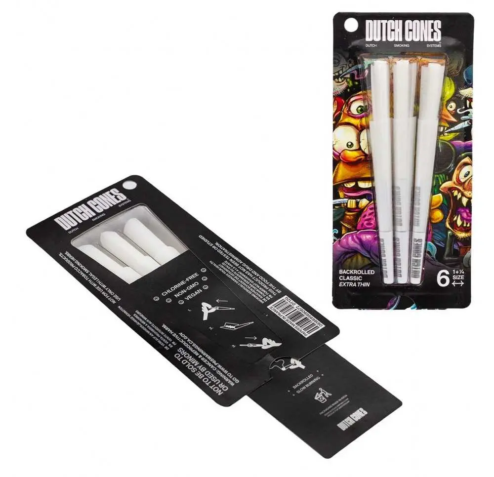 Bibułki skręcone Dutch Cones 1 1/4 White 6 szt.