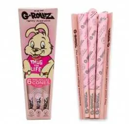 Bibułki skręcone G-Rollz Banksy Thug for Life 1 1/4  Pink 6 szt.