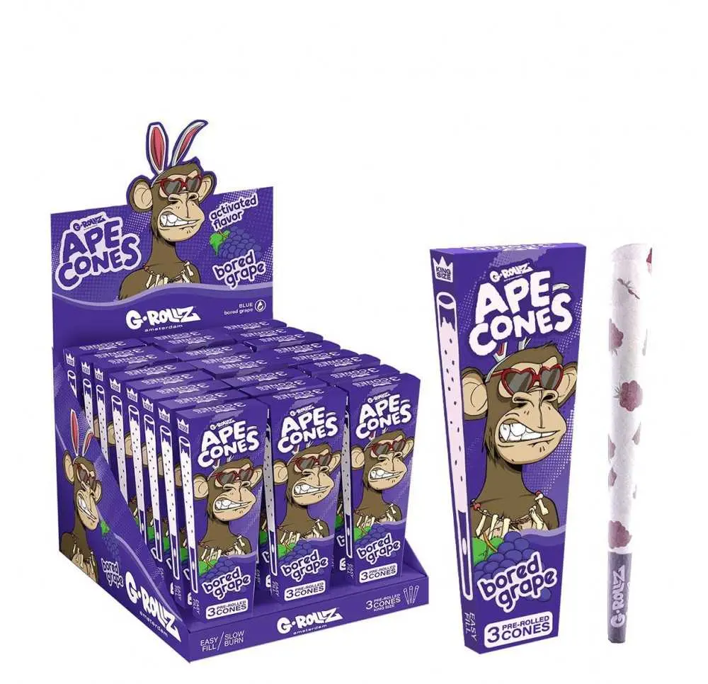 Bibułki skręcone G-Rollz Ape Cones Bored Grape - 3 szt.