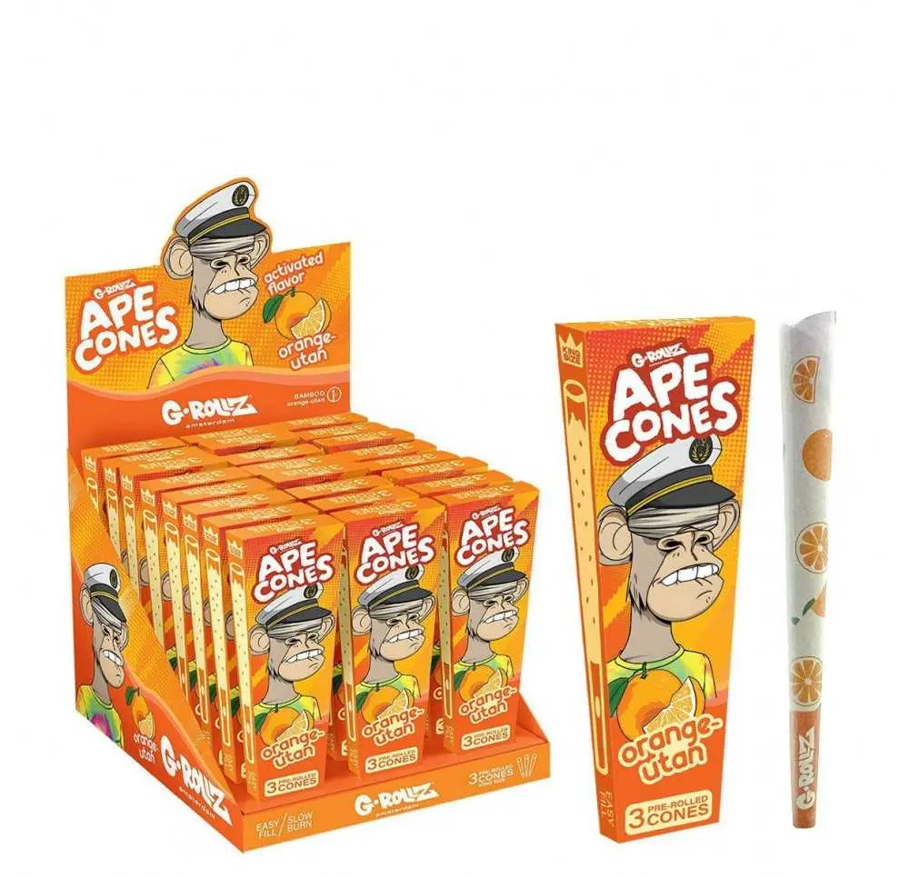 Bibułki skręcone G-Rollz Ape Cones Orange-utan - 3 szt.