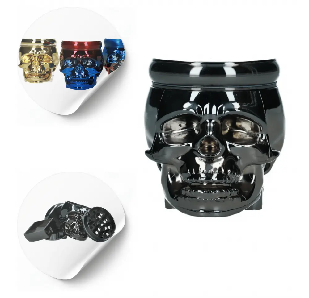 Młynek metalowo-akrylowy Czaszka x części 83 mm MIX kolor