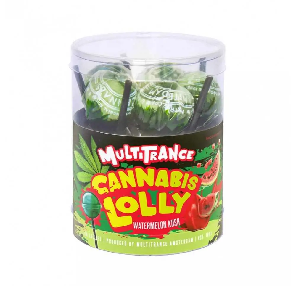 Pudełko 10 lizaków konopnych - Watermelon Kush