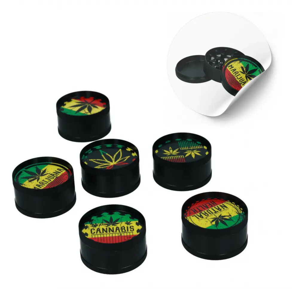 Młynek metalowy Cannabis 3 części 52 mm MIX wzorów