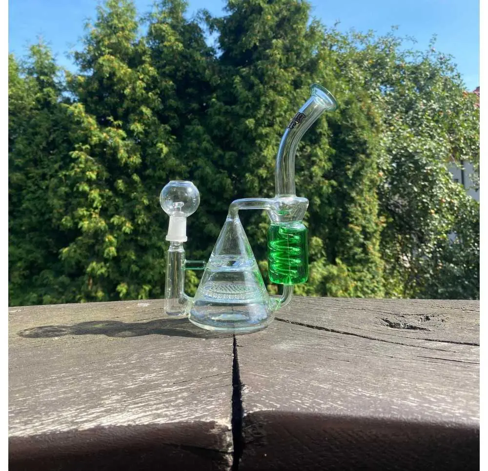 Bongo szklane Thug Life Bermuda Green 21cm  do DAB/WAX - OUTLET - bongo + gwóźdź + komin